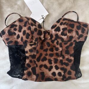 ZARA Leopard Print Corset Top XS